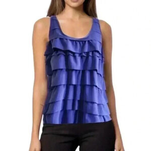 Aritzia x Central Park West Tank Top Tiered Ruffles  Blue Purple Women's size L